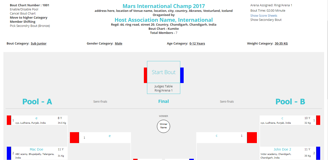 MAC M - Sample Bout Chart - Tournament Management Software